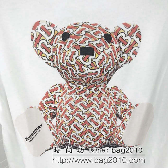 BURBERRY巴寶莉 19早春新款 字母熊圖案 數碼直噴工藝 白色短袖 男女同款 ydi2482